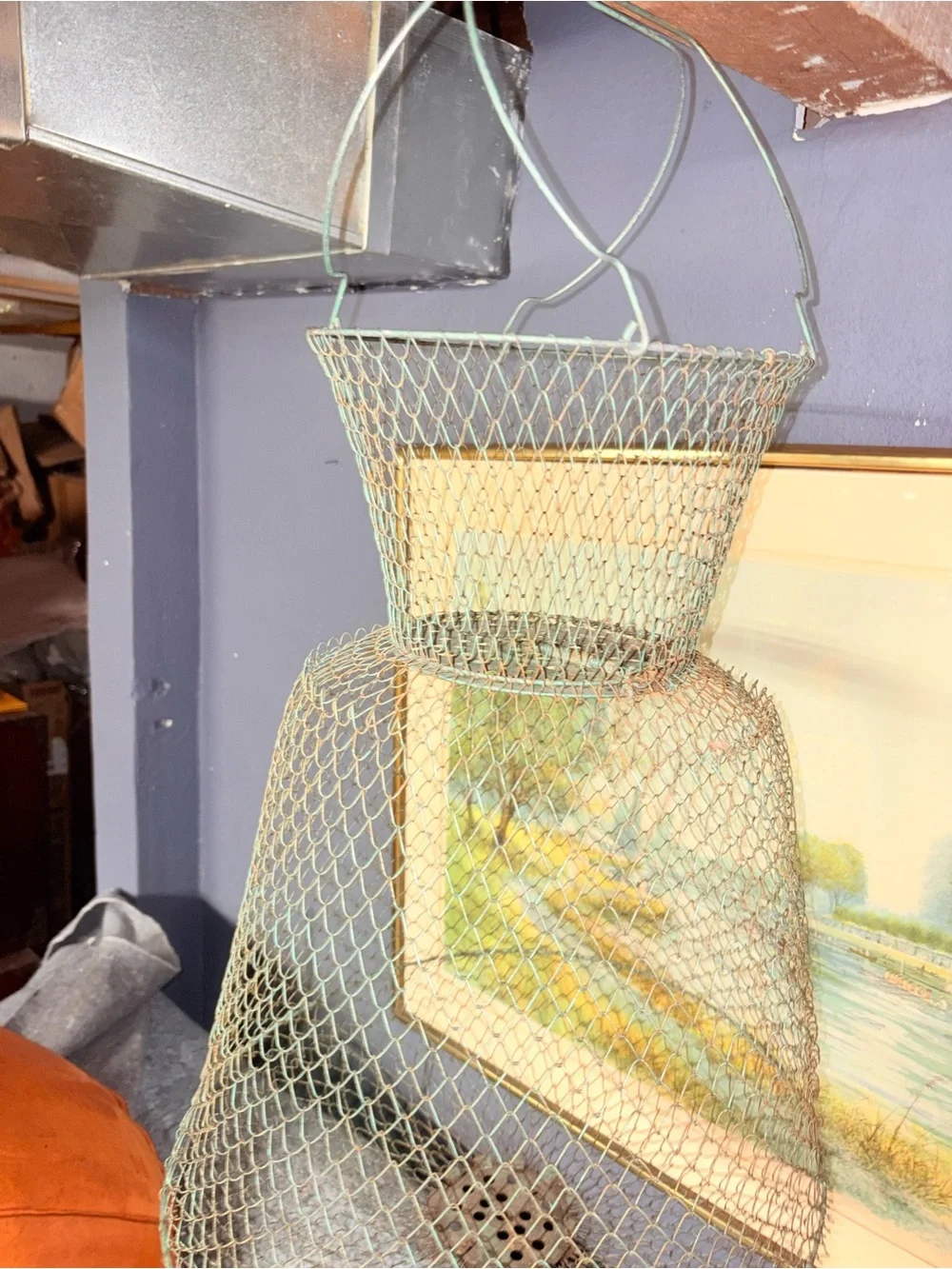Vintage French Fishing Basket
